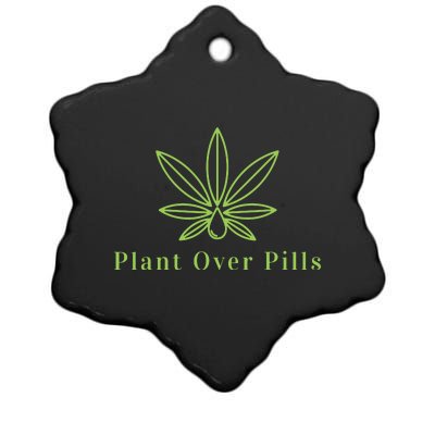 Medical Marijuana Cannabis Plant Over Pills Graphic Ceramic Star Ornament