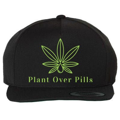 Medical Marijuana Cannabis Plant Over Pills Graphic Wool Snapback Cap