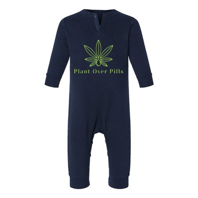 Medical Marijuana Cannabis Plant Over Pills Graphic Infant Fleece One Piece