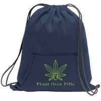 Medical Marijuana Cannabis Plant Over Pills Graphic Sweatshirt Cinch Pack Bag