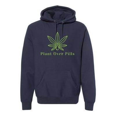 Medical Marijuana Cannabis Plant Over Pills Graphic Premium Hoodie