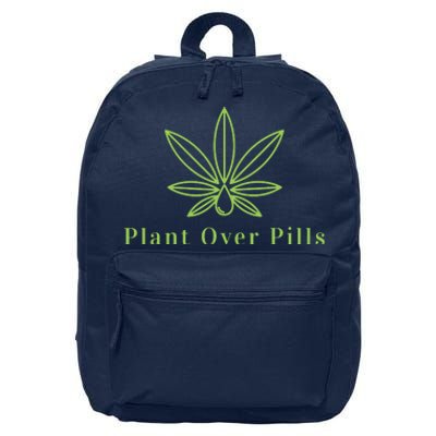 Medical Marijuana Cannabis Plant Over Pills Graphic 16 in Basic Backpack