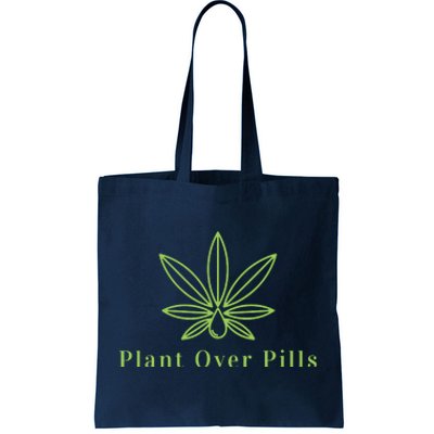 Medical Marijuana Cannabis Plant Over Pills Graphic Tote Bag