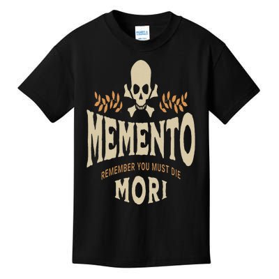 Memento Mori Catholic Design Meaning Traditional Latin Skull Kids T-Shirt