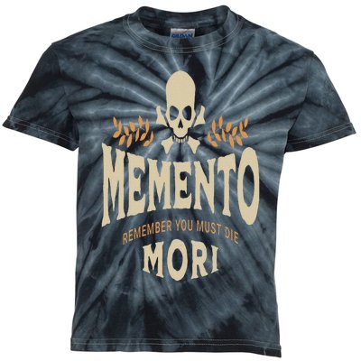 Memento Mori Catholic Design Meaning Traditional Latin Skull Kids Tie-Dye T-Shirt