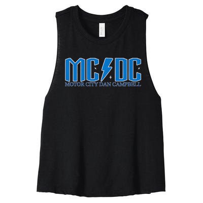 MCDC Motor City Dan Campbell Funny Football Women's Racerback Cropped Tank