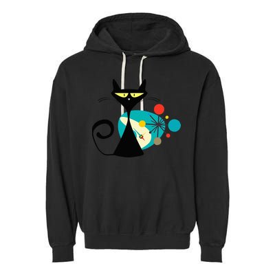 Midcentury Mid Century Cat Retro Atomic Age Space Modern Garment-Dyed Fleece Hoodie