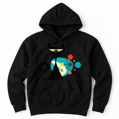 Midcentury Mid Century Cat Retro Atomic Age Space Modern Hoodie