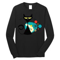 Midcentury Mid Century Cat Retro Atomic Age Space Modern Long Sleeve Shirt