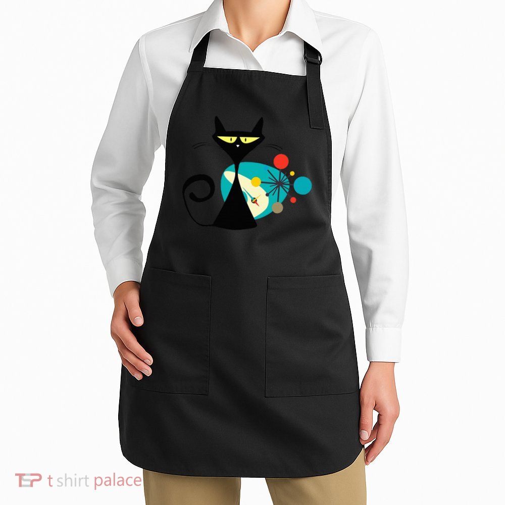 Midcentury Mid Century Cat Retro Atomic Age Space Modern Apron