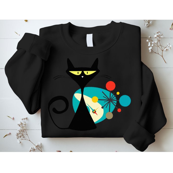 Midcentury Mid Century Cat Retro Atomic Age Space Modern Sweatshirt