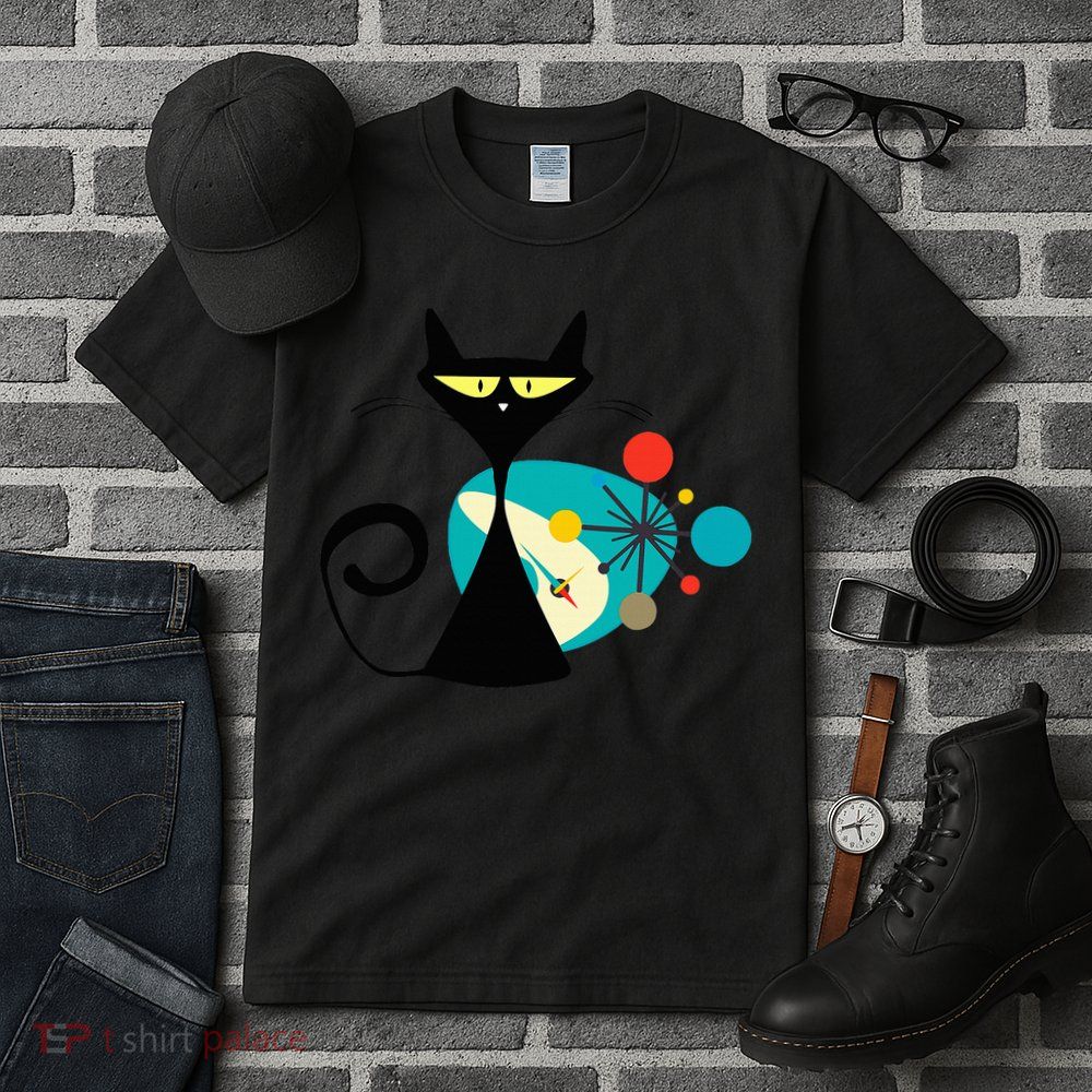 Midcentury Mid Century Cat Retro Atomic Age Space Modern Tall T-Shirt