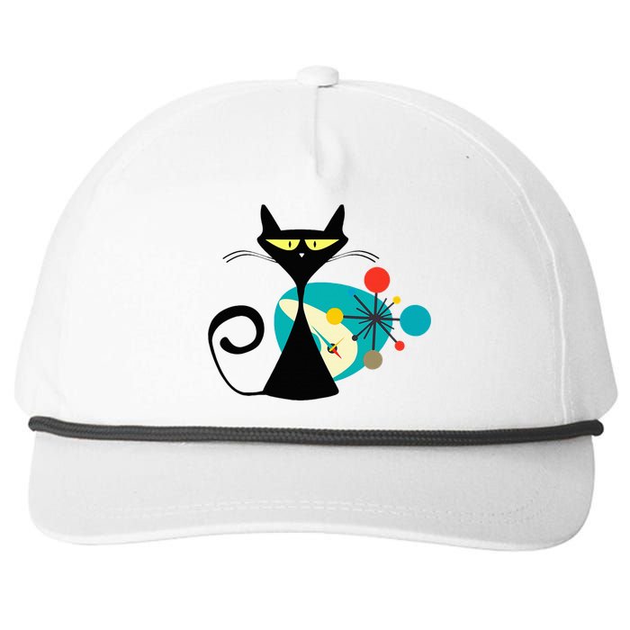 Midcentury Mid Century Cat Retro Atomic Age Space Modern Snapback Five-Panel Rope Hat