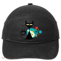 Midcentury Mid Century Cat Retro Atomic Age Space Modern 7-Panel Snapback Hat