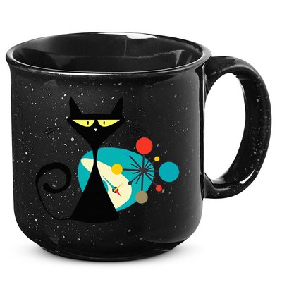 Midcentury Mid Century Cat Retro Atomic Age Space Modern 15oz Campfire Ceramic Mug