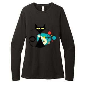 Midcentury Mid Century Cat Retro Atomic Age Space Modern Womens CVC Long Sleeve Shirt