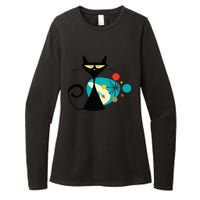 Midcentury Mid Century Cat Retro Atomic Age Space Modern Womens CVC Long Sleeve Shirt