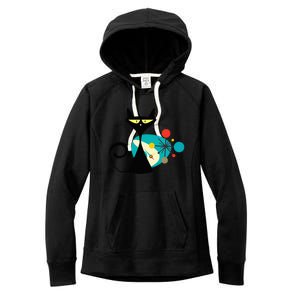 Midcentury Mid Century Cat Retro Atomic Age Space Modern Women's Fleece Hoodie