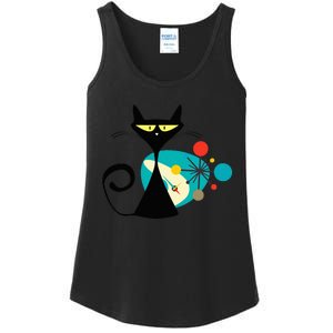 Midcentury Mid Century Cat Retro Atomic Age Space Modern Ladies Essential Tank