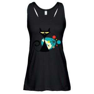 Midcentury Mid Century Cat Retro Atomic Age Space Modern Ladies Essential Flowy Tank