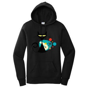 Midcentury Mid Century Cat Retro Atomic Age Space Modern Women's Pullover Hoodie