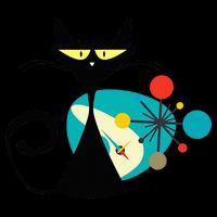Midcentury Mid Century Cat Retro Atomic Age Space Modern Poster