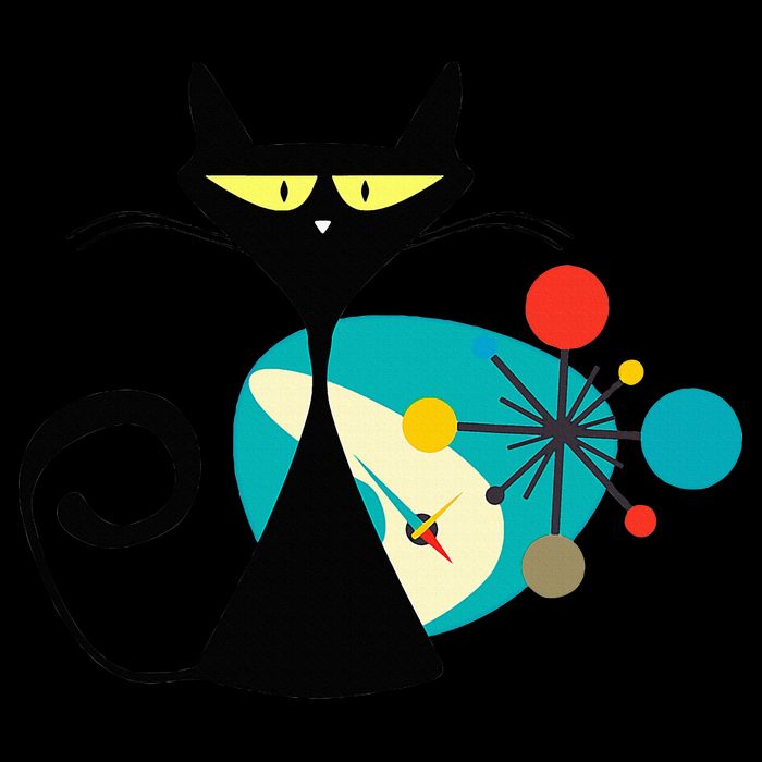 Midcentury Mid Century Cat Retro Atomic Age Space Modern Poster