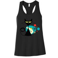 Midcentury Mid Century Cat Retro Atomic Age Space Modern Women's Racerback Tank