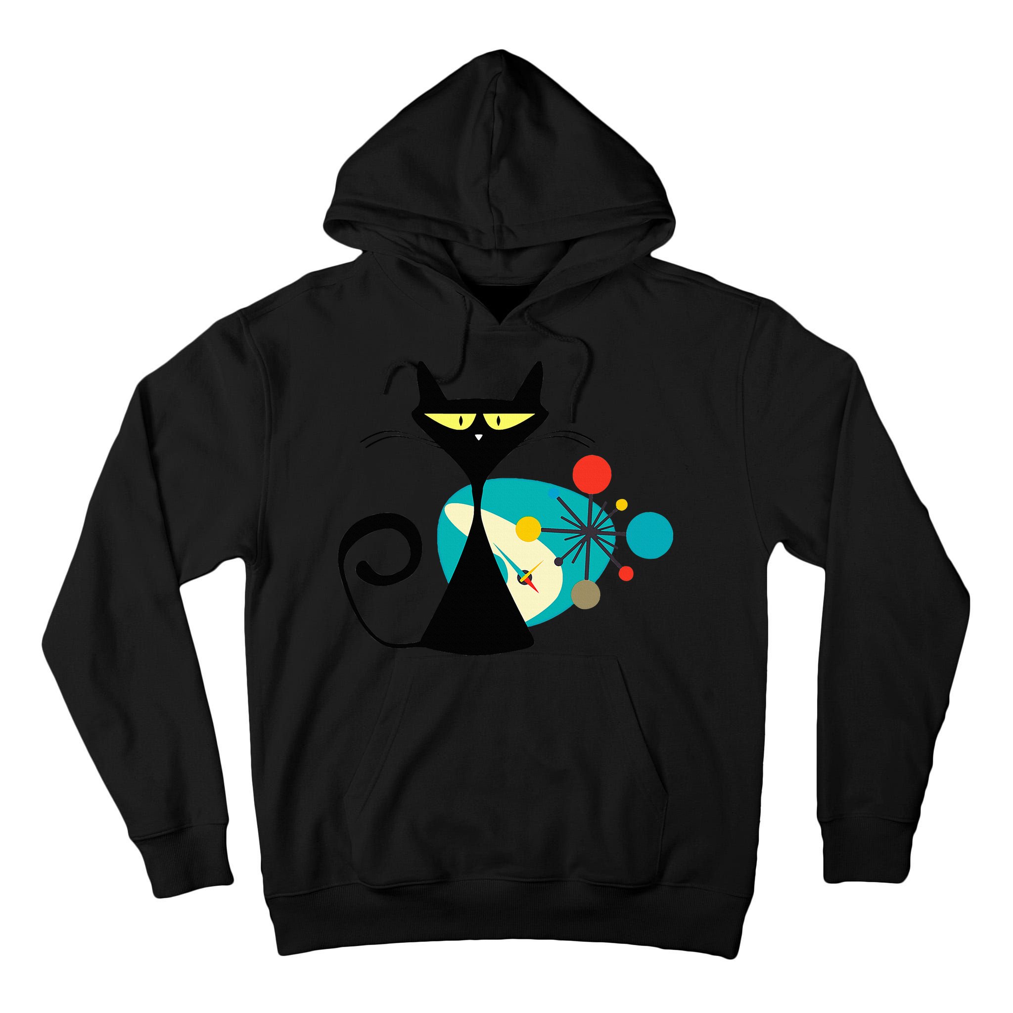 Midcentury Mid Century Cat Retro Atomic Age Space Modern Tall Hoodie