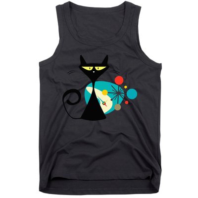 Midcentury Mid Century Cat Retro Atomic Age Space Modern Tank Top