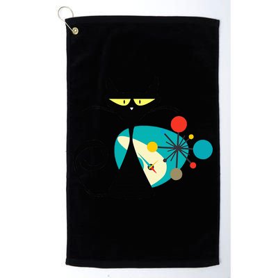 Midcentury Mid Century Cat Retro Atomic Age Space Modern Golf Towel