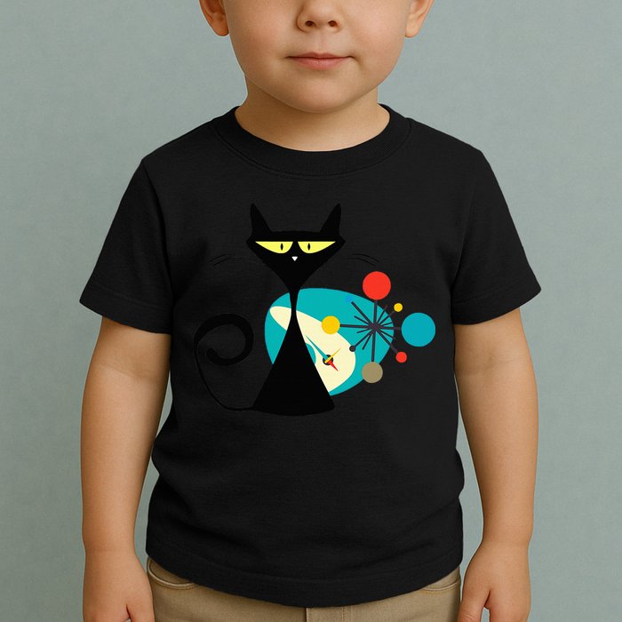 Midcentury Mid Century Cat Retro Atomic Age Space Modern Toddler T-Shirt