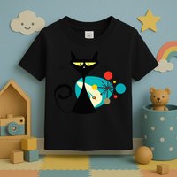 Midcentury Mid Century Cat Retro Atomic Age Space Modern Toddler T-Shirt