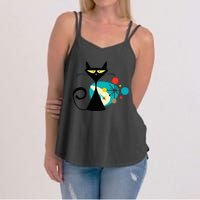 Midcentury Mid Century Cat Retro Atomic Age Space Modern Women's Strappy Tank