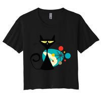 Midcentury Mid Century Cat Retro Atomic Age Space Modern Women's Crop Top Tee
