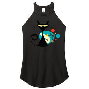 Midcentury Mid Century Cat Retro Atomic Age Space Modern Women's Perfect Tri Rocker Tank