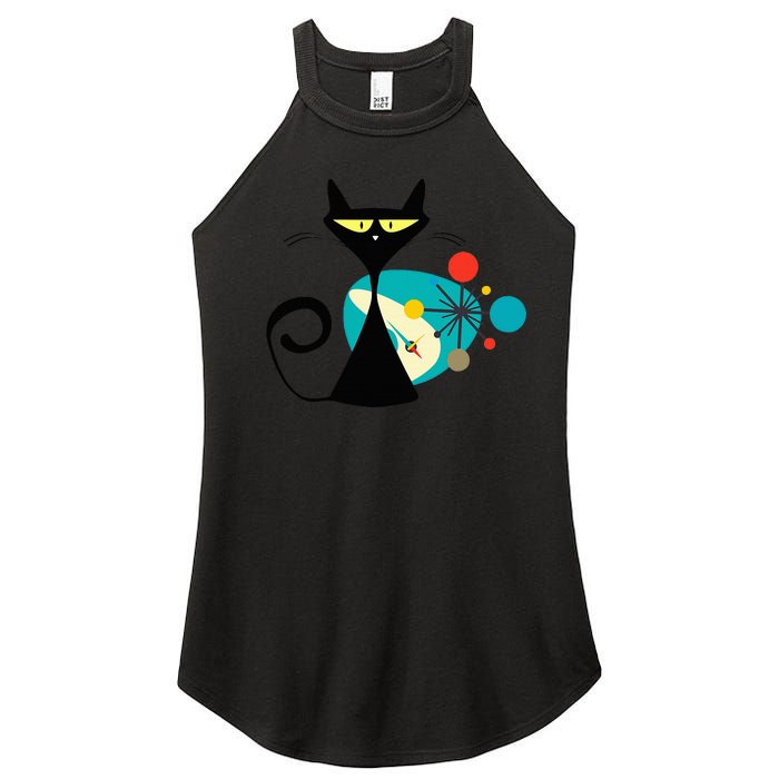 Midcentury Mid Century Cat Retro Atomic Age Space Modern Women's Perfect Tri Rocker Tank