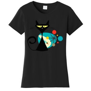 Midcentury Mid Century Cat Retro Atomic Age Space Modern Women's T-Shirt