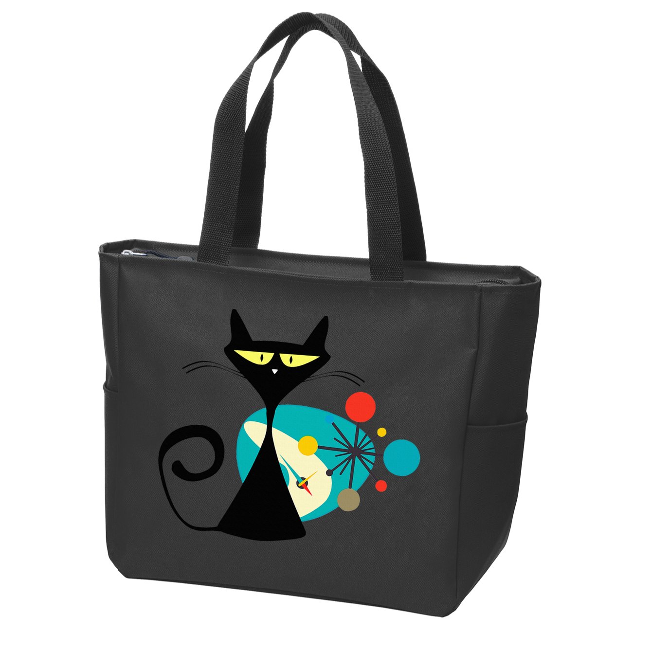 Midcentury Mid Century Cat Retro Atomic Age Space Modern Zip Tote Bag