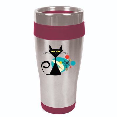 Midcentury Mid Century Cat Retro Atomic Age Space Modern 16oz Travel Tumbler