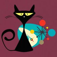 Midcentury Mid Century Cat Retro Atomic Age Space Modern 16oz Travel Tumbler