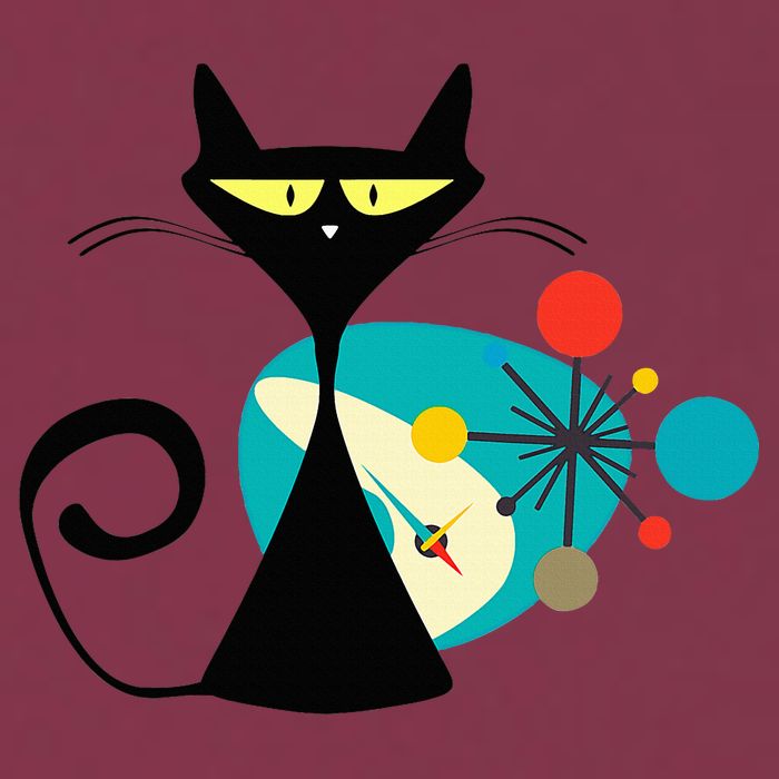 Midcentury Mid Century Cat Retro Atomic Age Space Modern 16oz Travel Tumbler