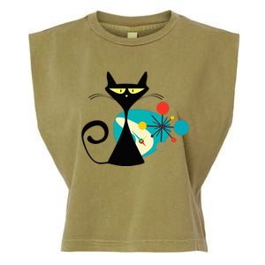 Midcentury Mid Century Cat Retro Atomic Age Space Modern Garment-Dyed Women's Muscle Tee