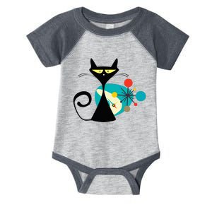 Midcentury Mid Century Cat Retro Atomic Age Space Modern Infant Baby Jersey Bodysuit