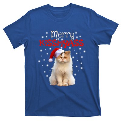 Merry Myass Cagift Cute Cat With Christmas Santa Hat Funny Gift T-Shirt