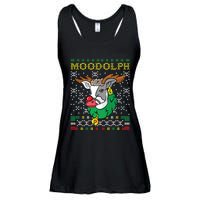 Moodolph Moo Cow Reindeer Ugly Christmas Farmer Ladies Essential Flowy Tank