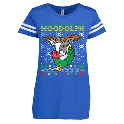 Moodolph Moo Cow Reindeer Ugly Christmas Farmer Enza Ladies Jersey Football T-Shirt