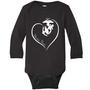 MARINE MOM CURVE HEART Baby Long Sleeve Bodysuit