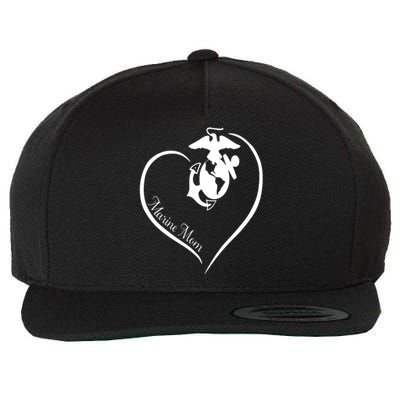 MARINE MOM CURVE HEART Wool Snapback Cap