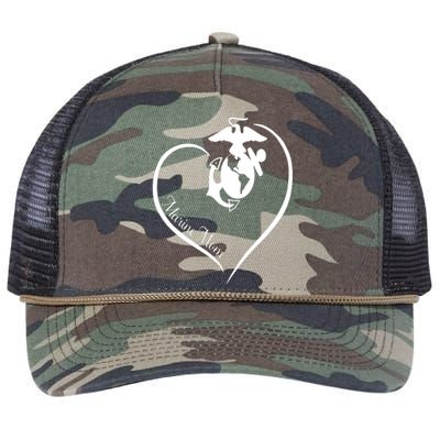 MARINE MOM CURVE HEART Retro Rope Trucker Hat Cap